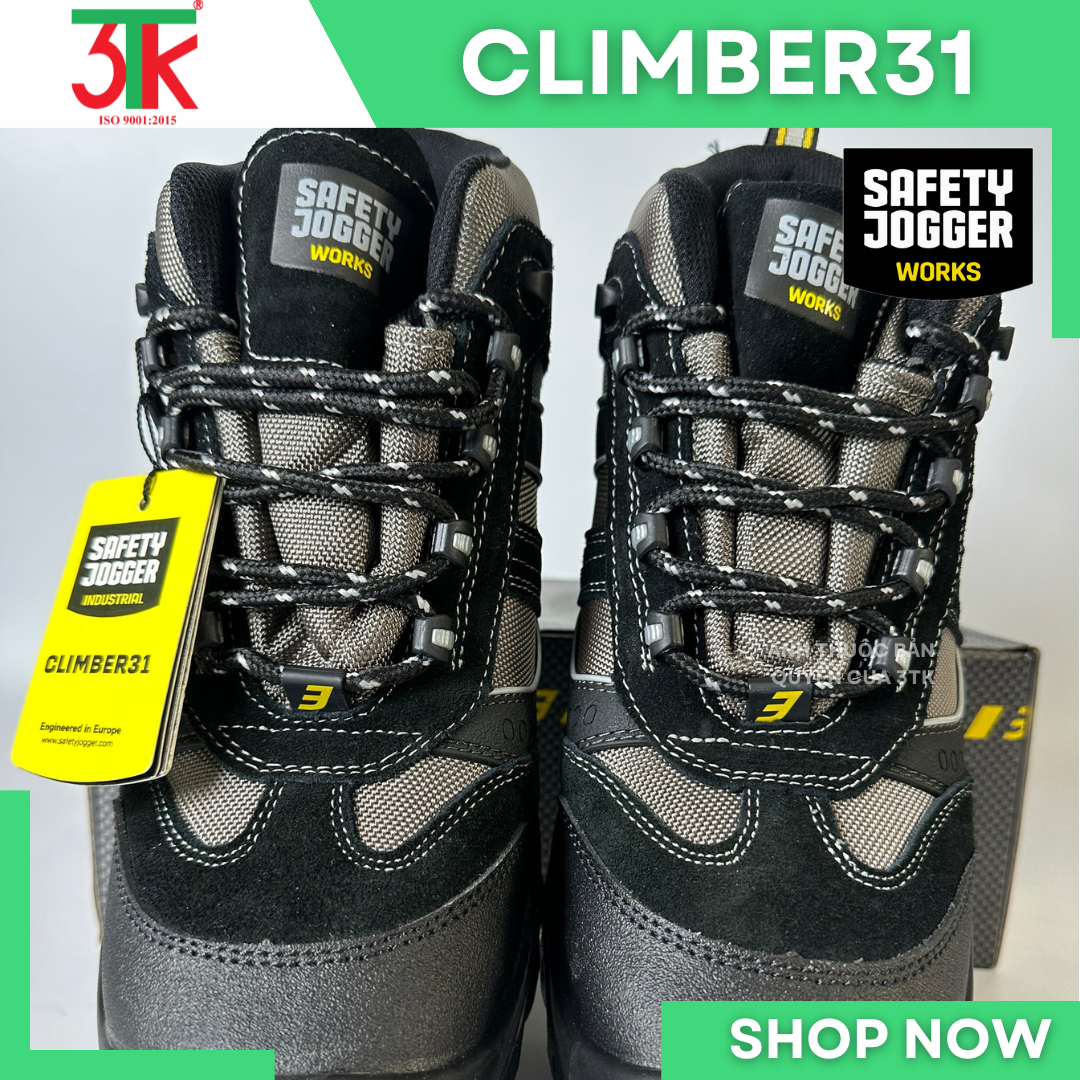 Giày Bảo Hộ Lao Động Climber31 S3 Da Cao Cấp chống đinh Chống Trơn Trượt, Chống Va Đập, Chống Tĩnh Điện trong Công Trình Xây Dựng