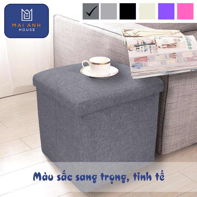 Hộp đôn ghế ngồi Mai Anh House - ghế đôn đa năng vuông chất liệu vải Oxfort cao cấp, thân gỗ MDF cứng cáp, mặt nệm êm ái, nội thất thông minh ghế đôn xếp gọn phong cách Thụy Điển sang trọng, tinh tế