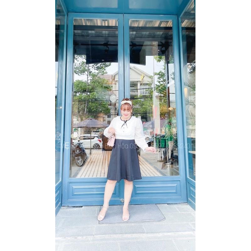 #BIGSIZE ĐẦM CỔ THÂN PHỐI BÈO