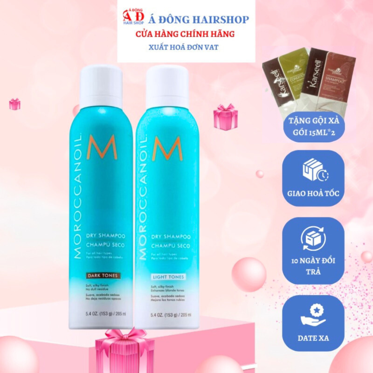 DẦU GỘI KHÔ MOROCCANOIL DARK - LIGHT TONES DRY SHAMPOO TUỲ CHỌN THEO NỀN SÁNG TỐI