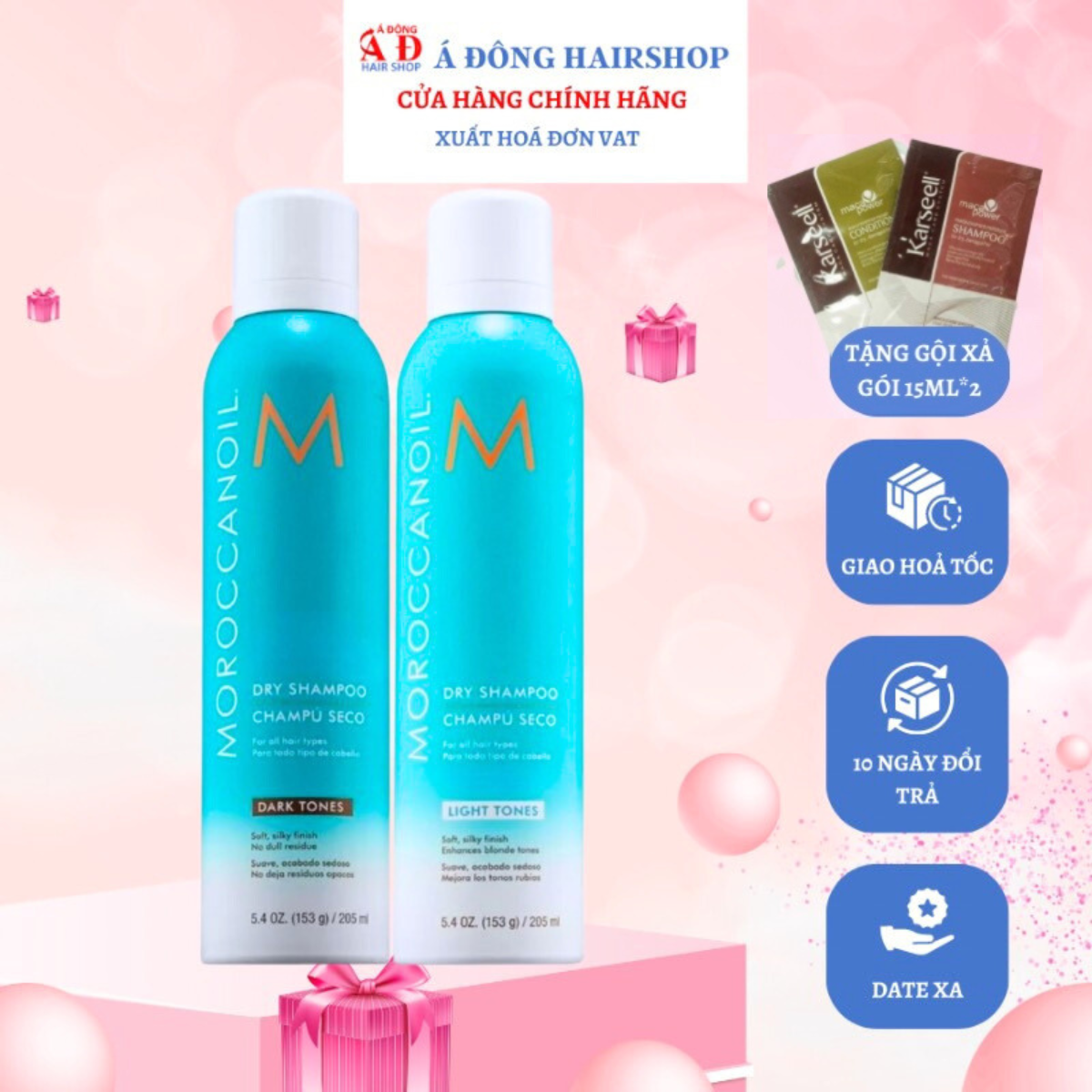 [+Gội xả gói Karseell 15ml] DẦU GỘI KHÔ MOROCCANOIL DARK - LIGHT TONES DRY SHAMPOO TUỲ CHỌN THEO NỀN SÁNG TỐI