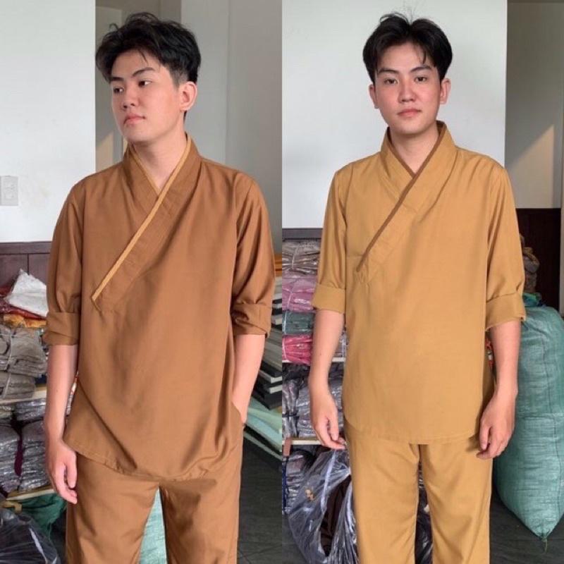 ĐỒ LAM ĐI CHÙA Mẫu Chéo Nhật Nam Vải Kate