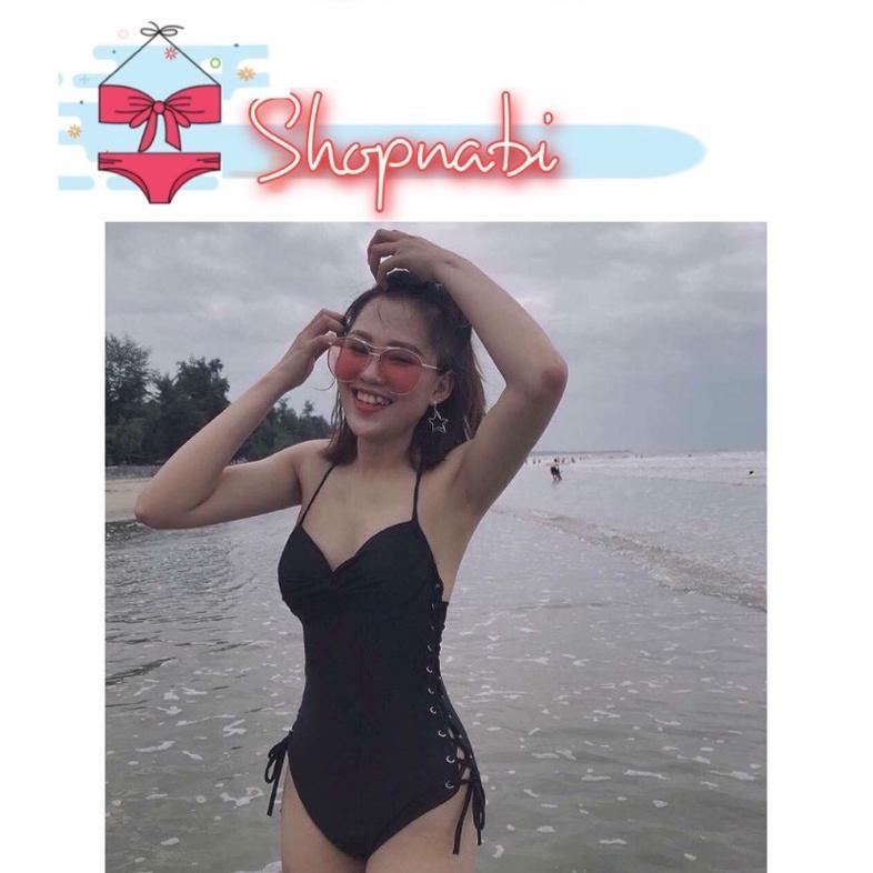 Bikini 1 mảnh mút dày phối nút 2 bên