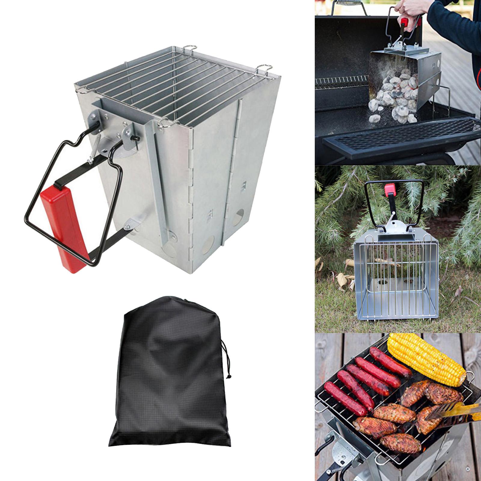BBQ Charcoal Chimney Starter Camping Quick Grill Lighter Compact Foldable