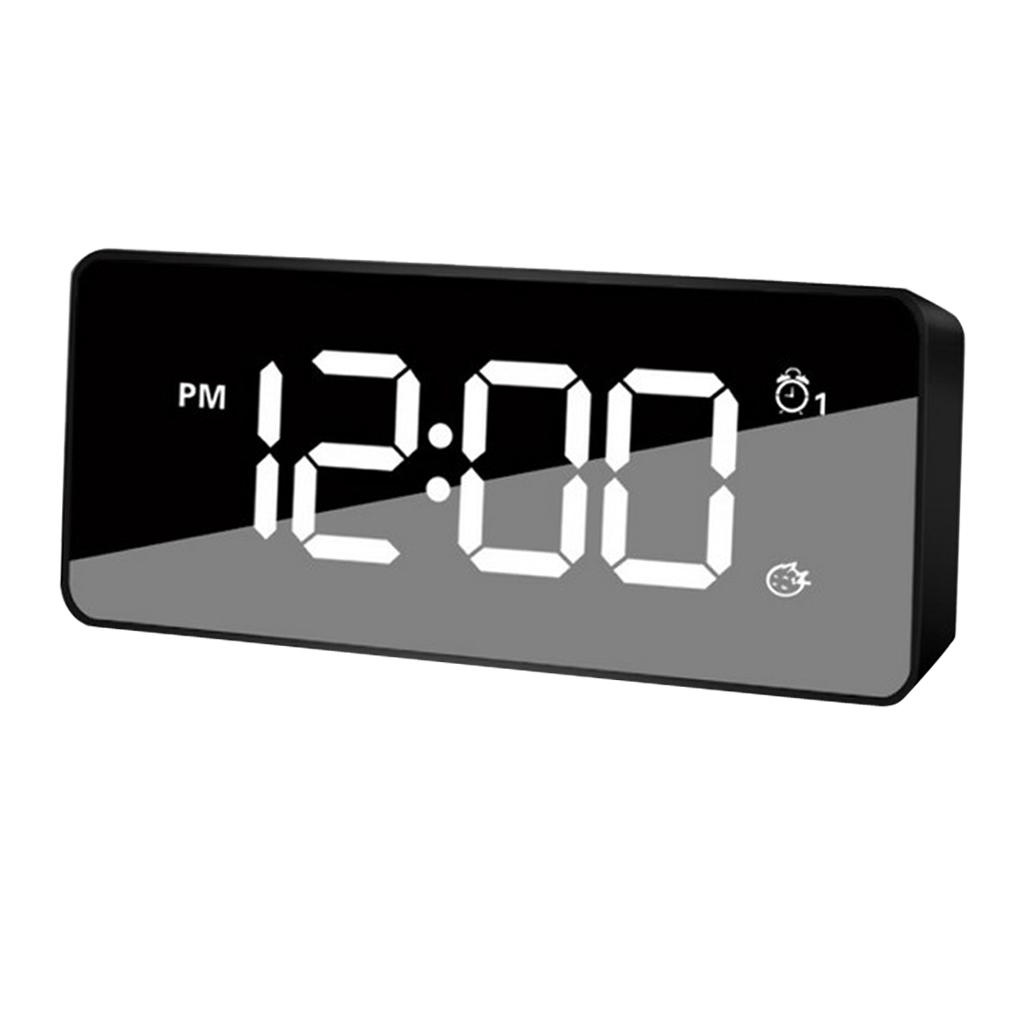 Dual USB Digital LED Clock Snooze Mirror Alarm Clock Time Backlight, for Bedroom Office Travel - Also Battery Powered
