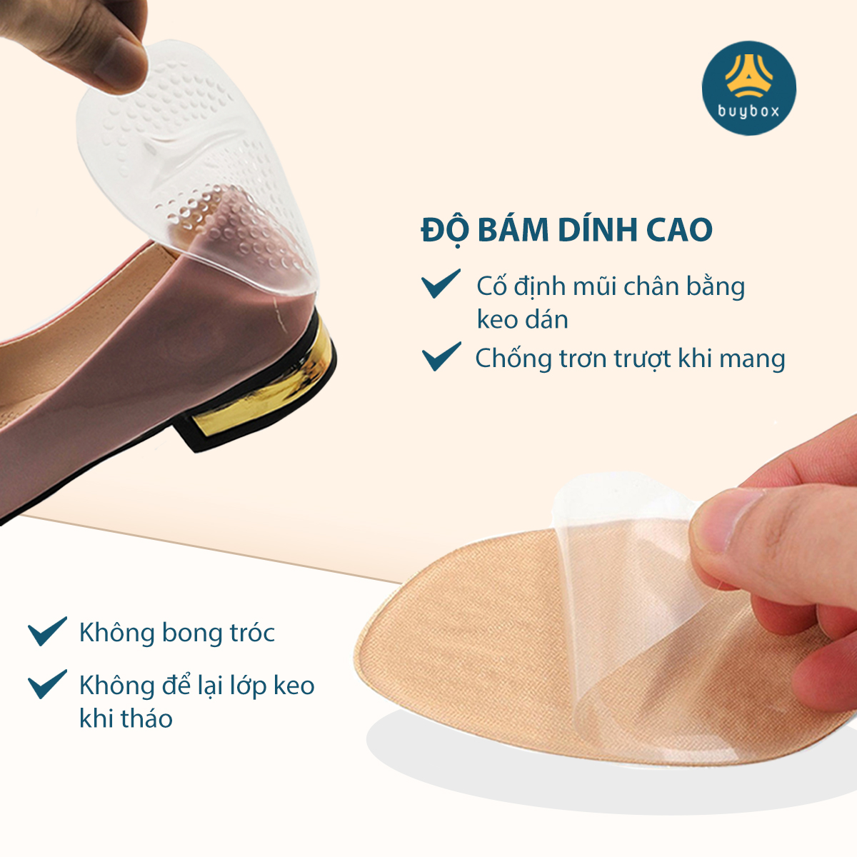 Lót giày cao gót, giày lười, sandal chống trượt chân về phía trước, giúp êm nửa bàn chân trước, có keo dán cố định - Buybox - BBPK226