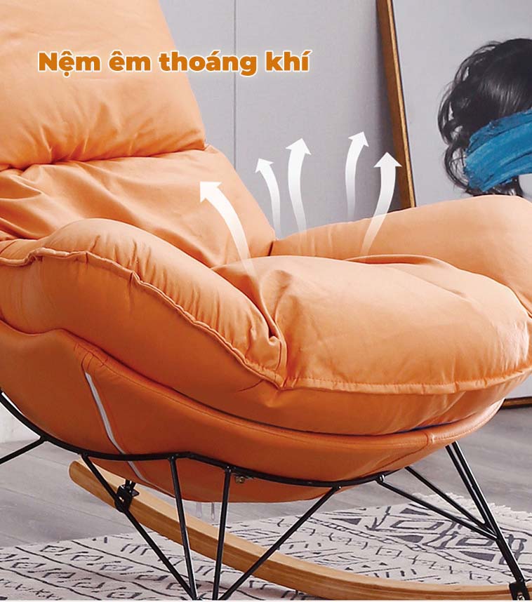 Ghế thư giãn bập bênh Tặng kèm ghế gác chân, chính hãng NIKITA, có đệm sofa tách rời