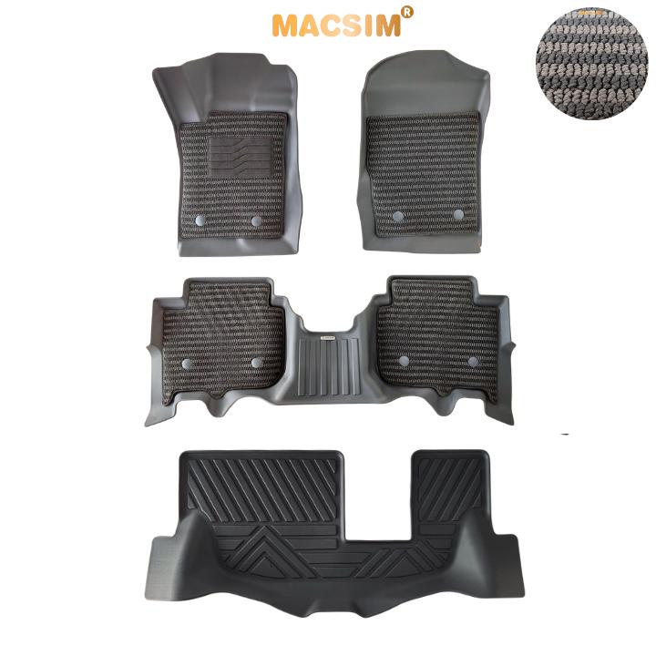 Thảm Lót Sàn 2 Lớp TPE Macsim Ford Everest 2023+ Chuẩn Form, Bền, Không Mùi (sd3 xám đen ct)