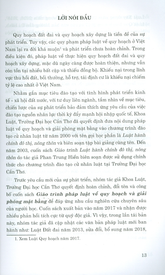 Giáo Trình Pháp Luật Về Quy Hoạch Và Giải Phóng Mặt Bằng