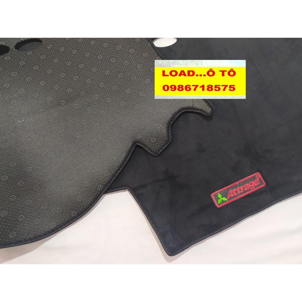 Thảm Taplo Chống Nắng Xe Mitsubishi Attrage 2023-2018 Mẫu da Carbon, Nhung Lông Cừu (có lớp chống trượt)