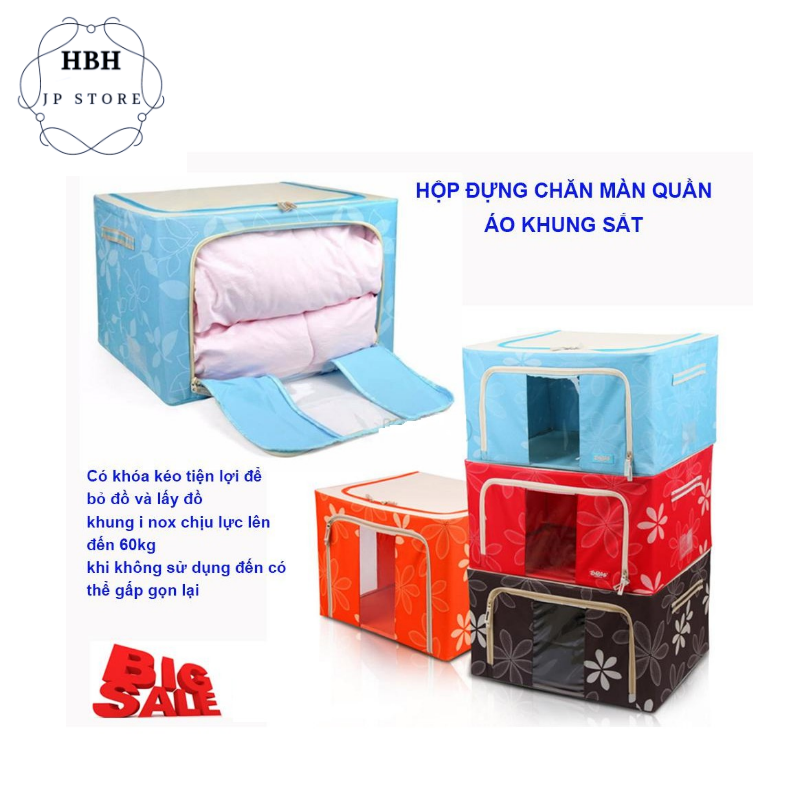 Combo 2 Túi đựng chăn màn quần áo khung sắt gấp gọn tiện lợi