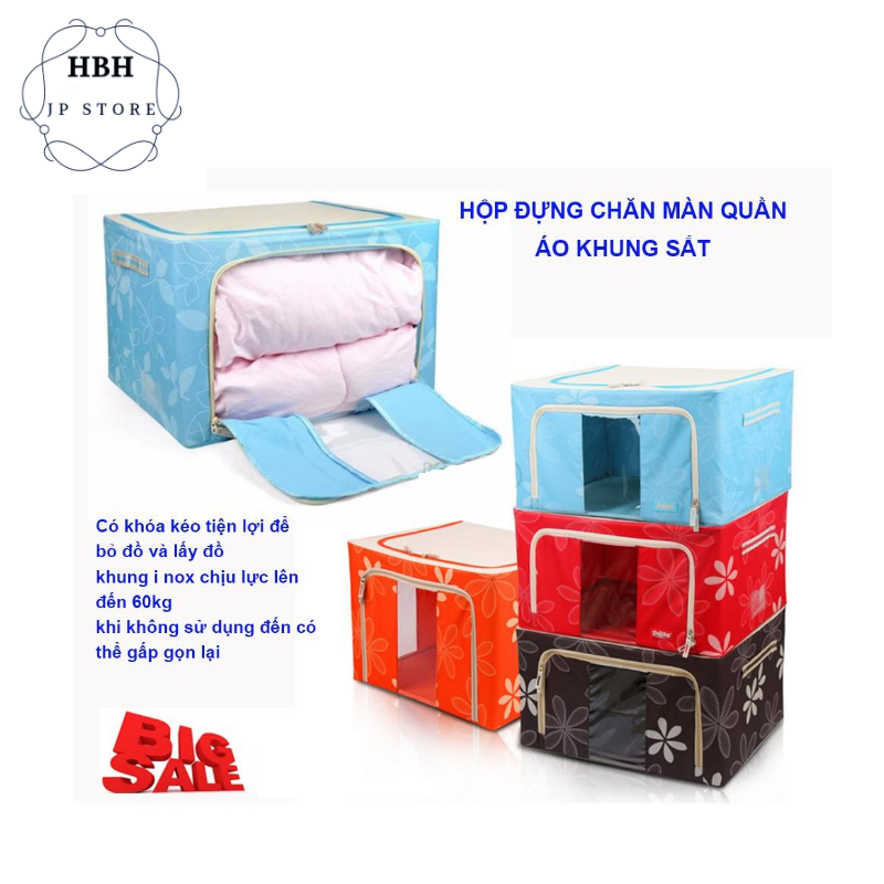 Combo 2 Túi đựng chăn màn quần áo khung sắt gấp gọn tiện lợi ( giao mầu ngẫu nhiên)