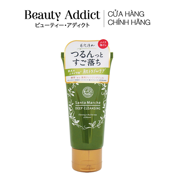 Gel Tẩy Trang Trà Xanh Nhật Bản Santa Marché Green Tea Deep Cleansing 70g, Làm Sạch Sâu Bụi Bẩn,Tẩy Tế Bào Chết Trên Da, Loại Bỏ Đốm Nâu, Làm Sáng Da, Chiết Xuất Thực Vật Dưỡng Ẩm Da, Ngăn Lão Hóa