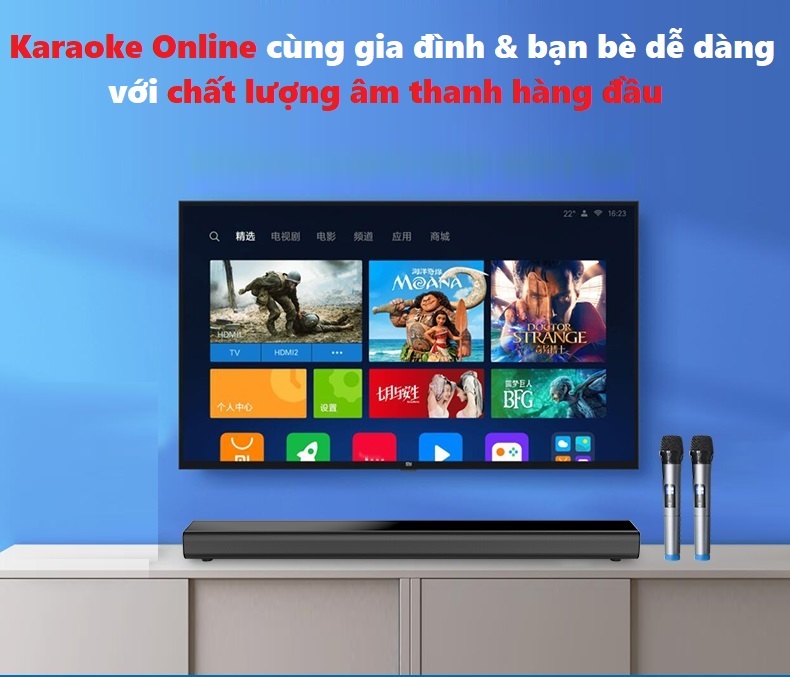 Loa thanh 5.1 nghe nhạc kết nối Bluetooth Amoi L5 Kèm 2 Micro karaoke không dây - Hàng nhập khẩu