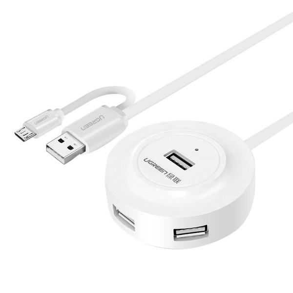 UGREEN USB 2.0 Hub 4 Ports with OTG--White color  Ugreen 20278-80cm Hàng chính hãng