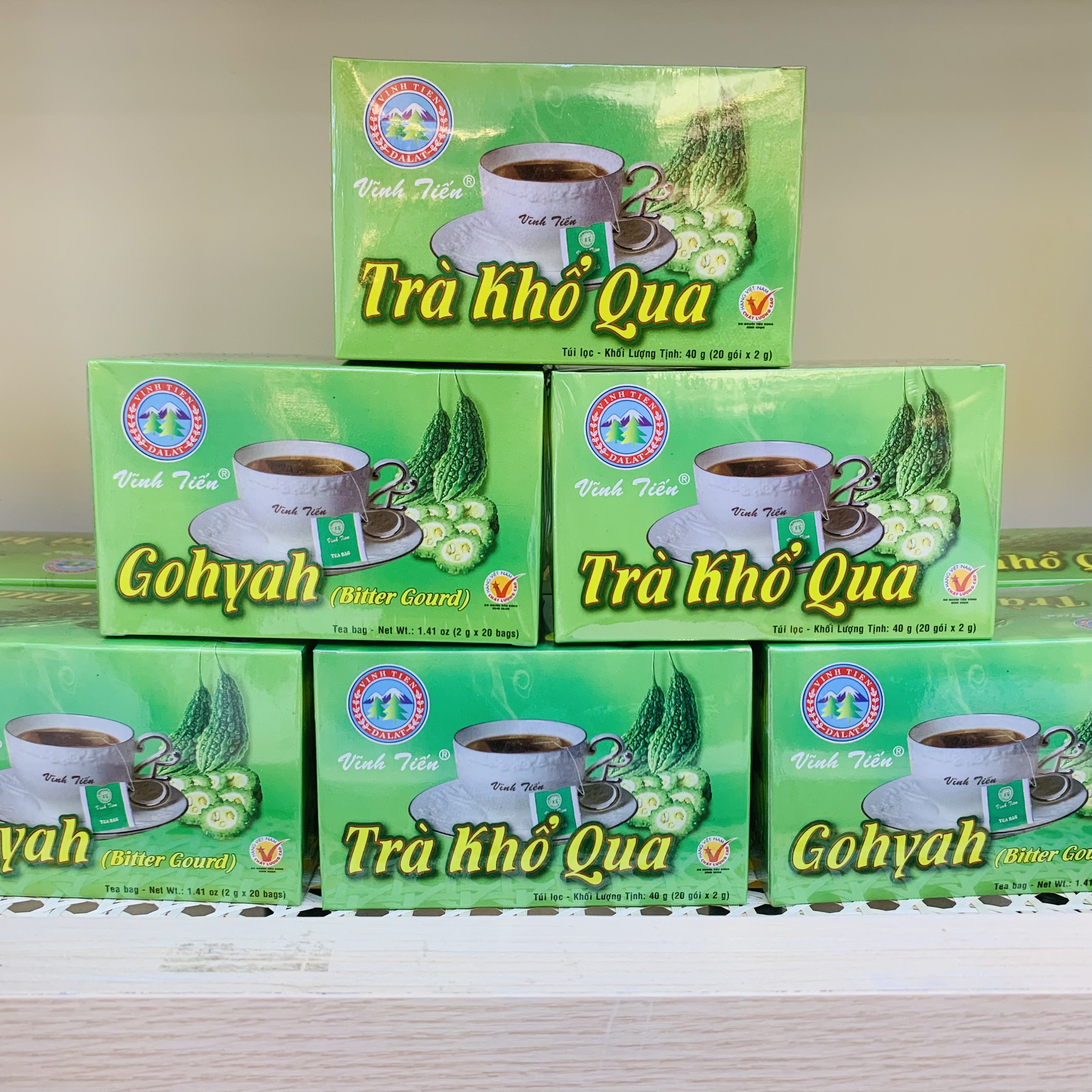 Trà khổ qua túi lọc Vĩnh Tiến - Giải độc gan, điều hòa huyết áp và mỡ máu.