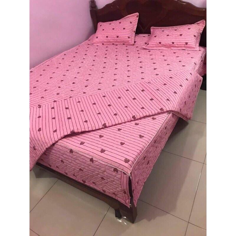Bộ chăn ga gối 5 món ga phủ trần bông đủ các kích thước từ 1M6 đến 2M2