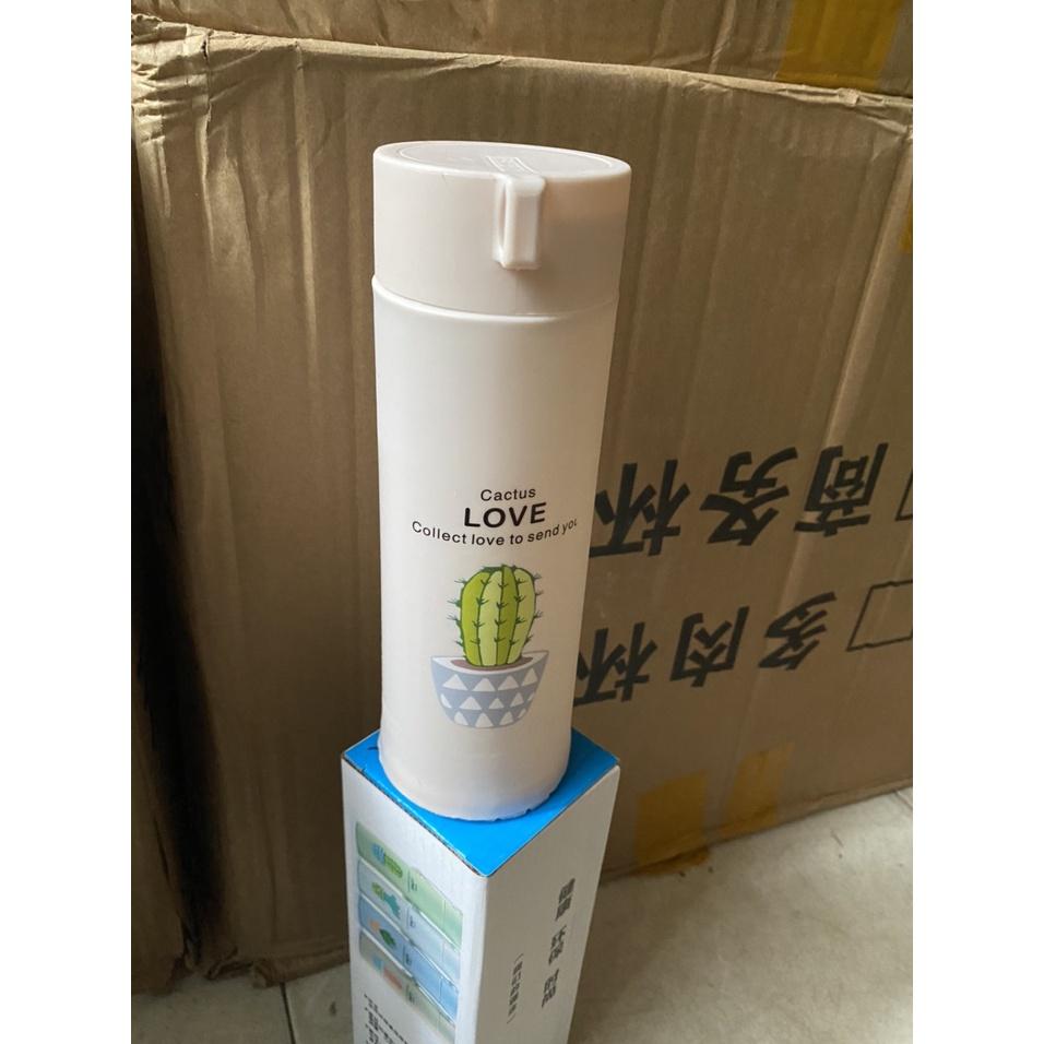Bình nước in hình xương rồng nhiều màu 400ml cute