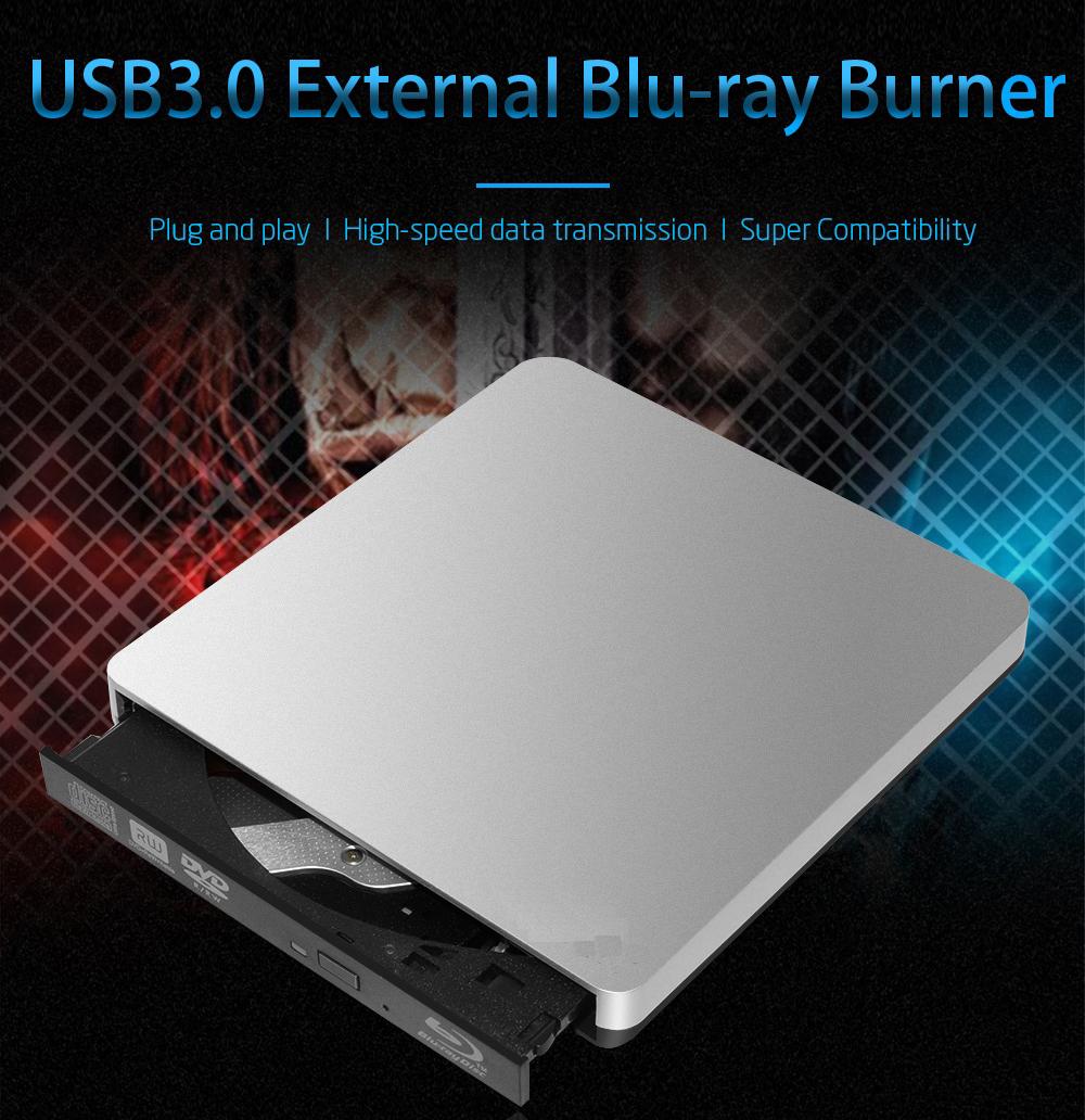 USB3.0 External Blu-Ray Drive External DVD Recorder BD-RE CD/DVD RW Writer Portable Blu-Ray Burner Plug and Play for PC