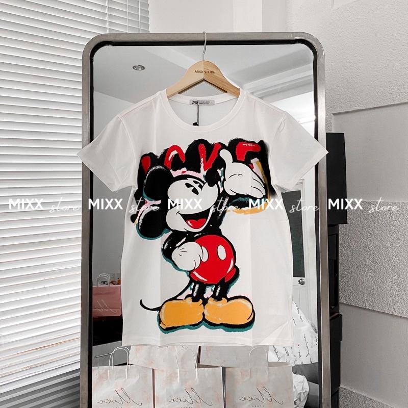 Áo thun nữ Mickey chất đanh mịn phom suông rộng trẻ trung