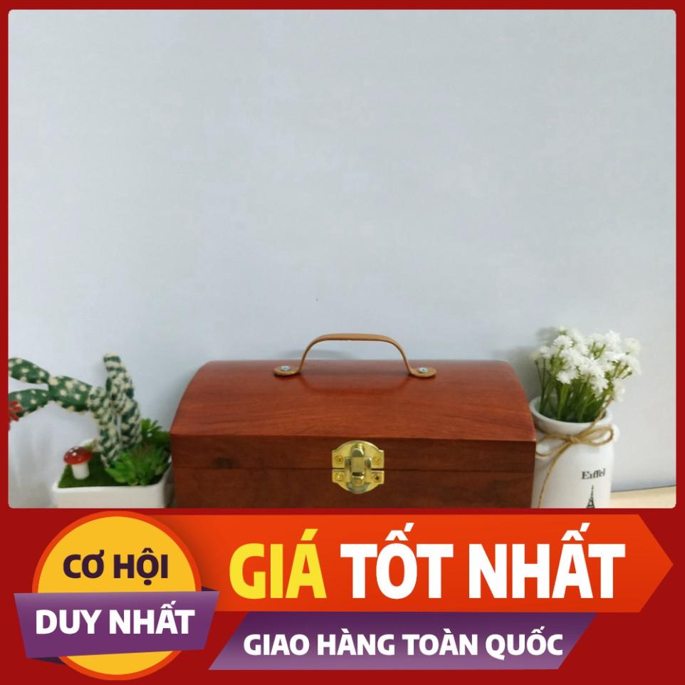 ) Hộp đựng con dấu, trang sức bằng gỗ nắp đồng cực đẹp