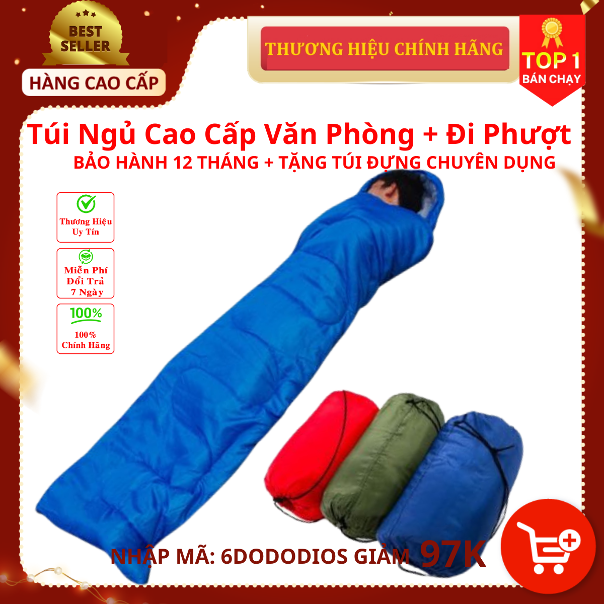 Túi Ngủ Cao Cấp Văn Phòng + Đi Phượt (Hàng Xuất Khẩu) - Túi Ngủ Dã Ngoại, Túi Ngủ Du Lịch - Chính hãng dododios