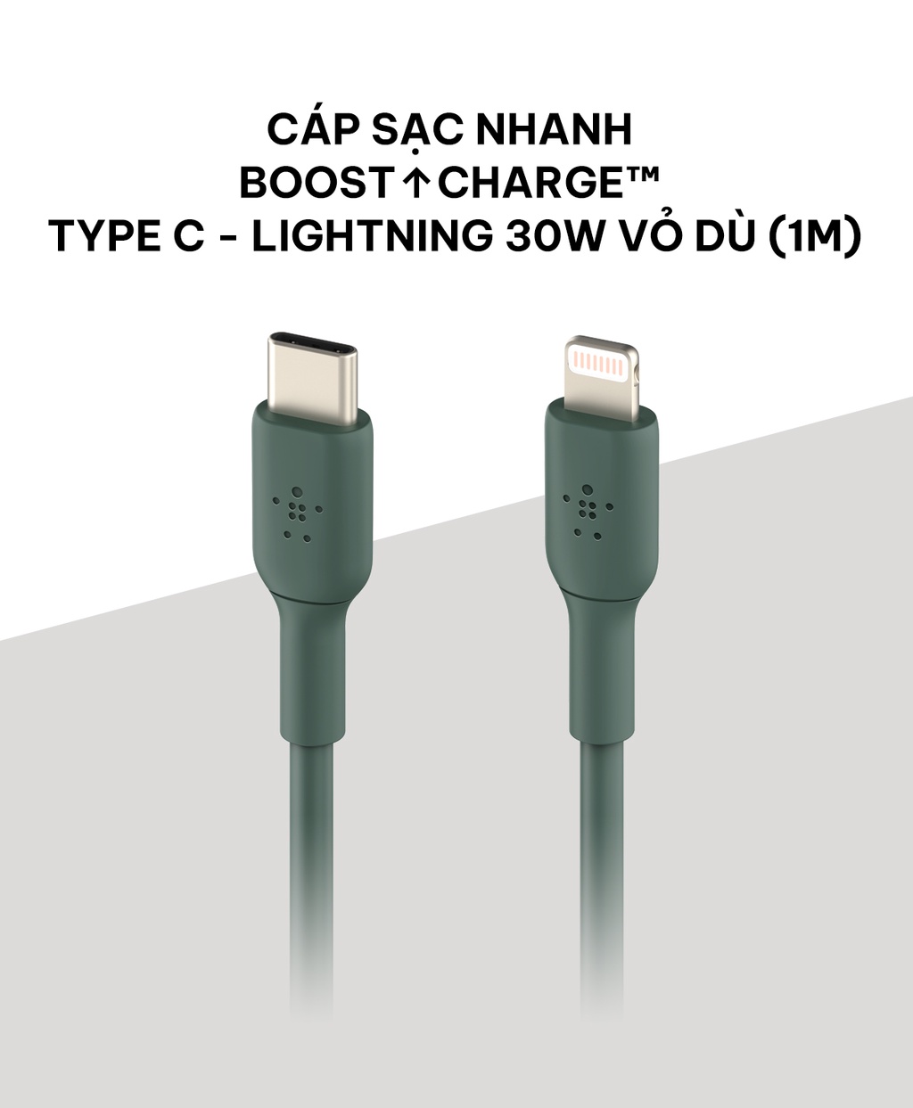 Cáp Sạc Nhanh Belkin USB Type C to Light ning BOOST↑CHARGE 30W Vỏ Nhựa, Chứng Chỉ MFi, Siêu Bền