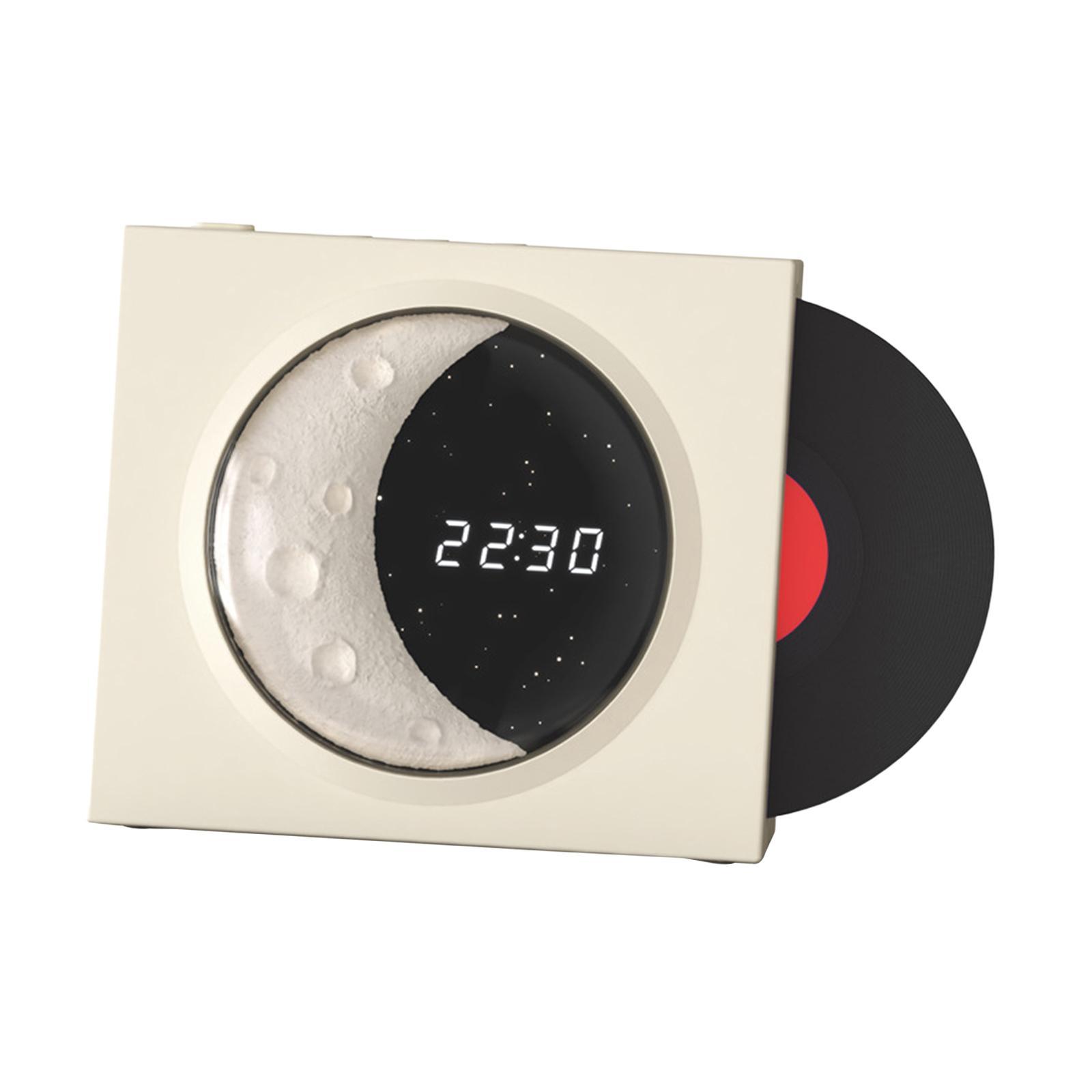 Vinyl Player Speaker, Speaker with Clock HiFi Sound Night Light Sound Box 360° Stereo Sound Vintage Portable Speaker for Home, Office, Party