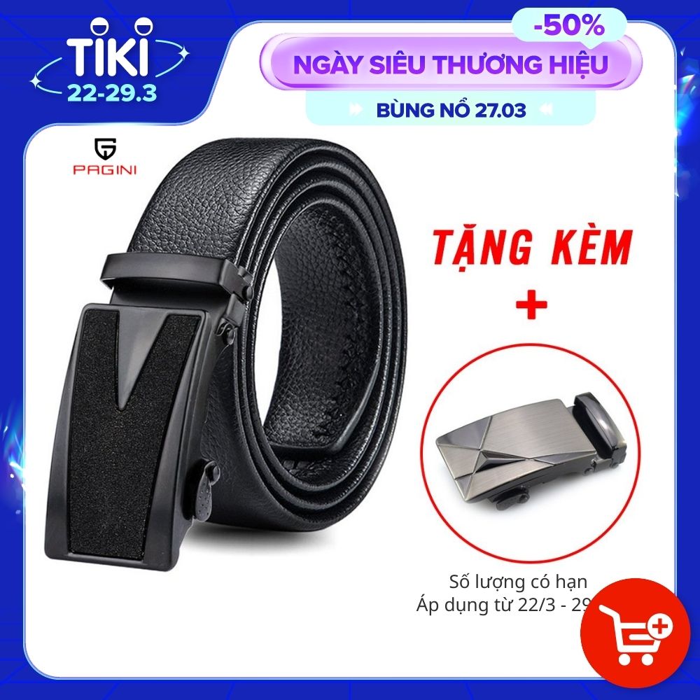 Thắt lưng nam PAGINI DL07 khóa tự động - Dây lưng nam mặt khóa bằng thép không gỉ cao cấp - Tặng thêm 1 mặt khóa cao cấp