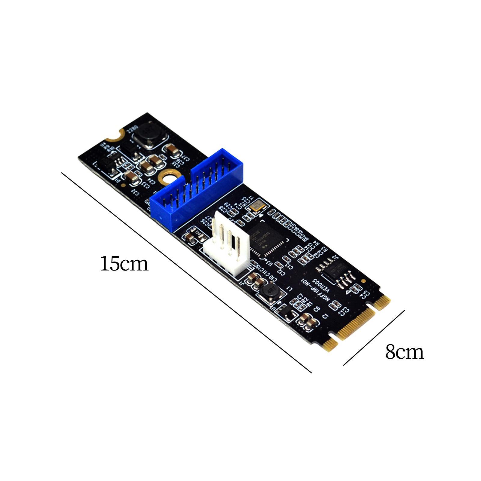 M.2 to USB 3.0 Front 19 Pin Adapter Card Expansion Card 2 Ports USB 3.0 Transfer Card Converter for Desktop Motherboard Computer