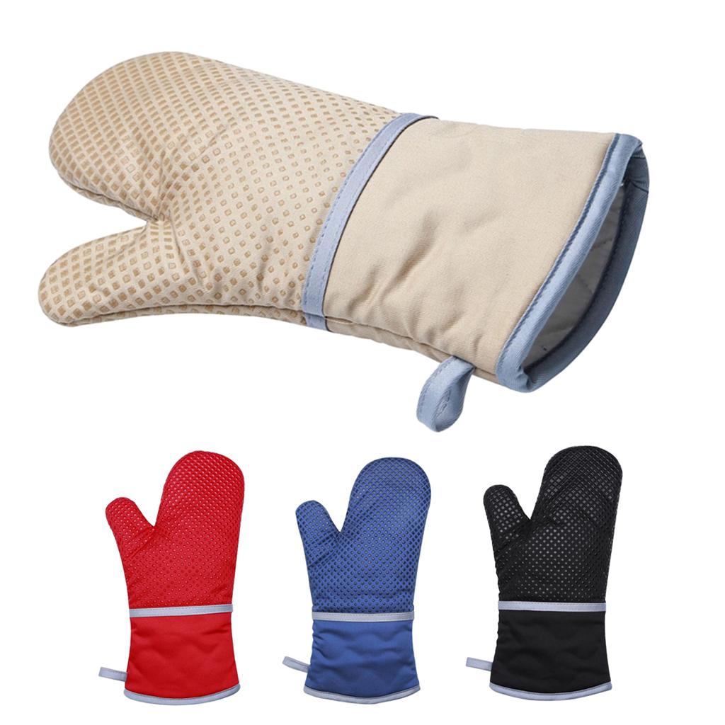 Silicone+Cotton Oven Mitts Heatproof Mitten Kitchen Baking Oven Gloves