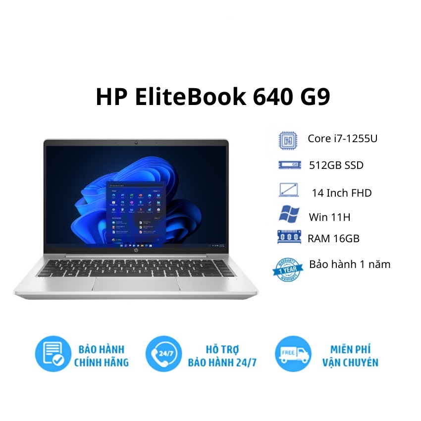 Máy tính Laptop HP EliteBook 640 G9 6M158PA (14" Full HD/Intel Core i7-1255U/16GB/512GB SSD/Windows 11 Home) - Hàng chính hãng