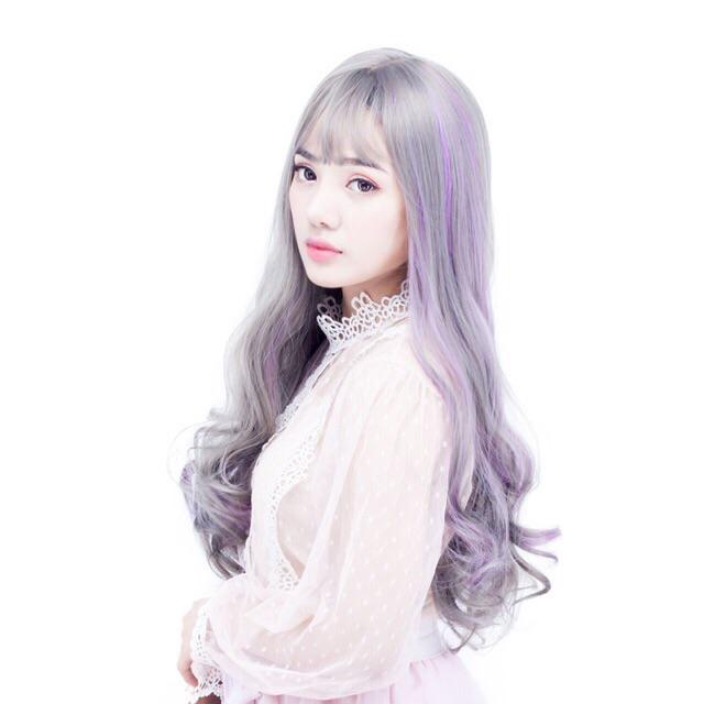 Hình thật-tóc gỉa nguyên đầu line hồng chịu nhiêt-tặng lưới chùm tóc