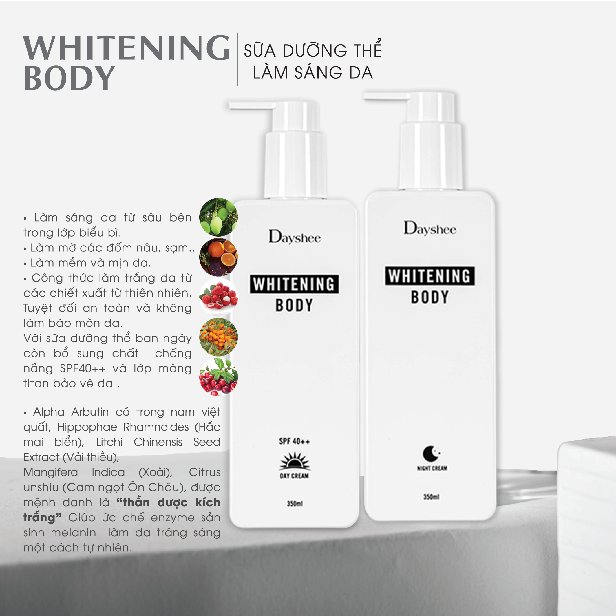 Dayshee Sữa Dưỡng Thể Làm Sáng Da - Whitening Body (Ngày) 350ml