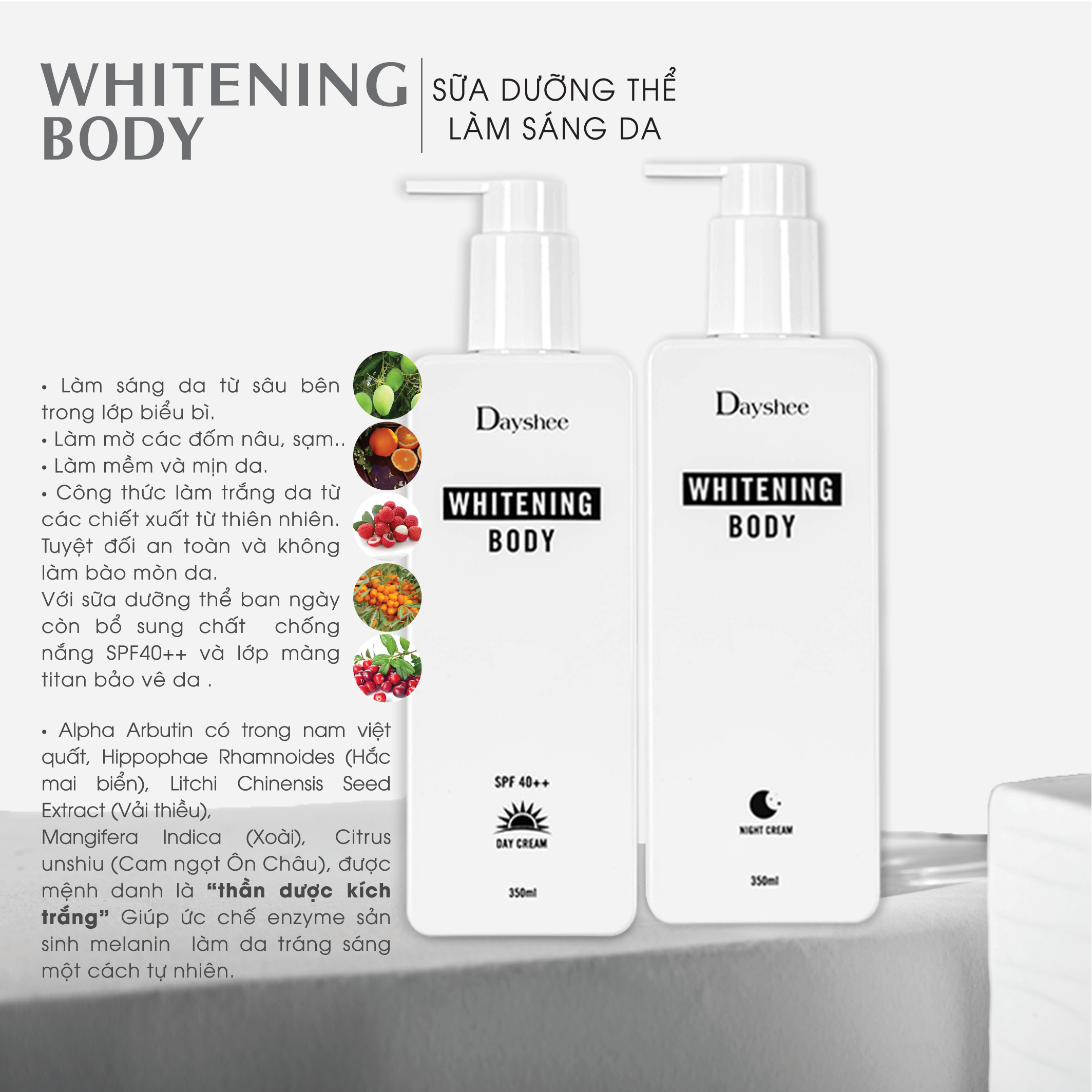 Dayshee Sữa dưỡng thể làm sáng da -Whitening Body (Đêm) 350ml