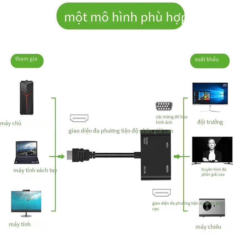 Bộ chuyển đổi video độ nét cao hai trong một HDMI sang HDMI + VGA phong cách mới nhất Màn hình đồng bộ hóa âm thanh và video máy chiếu TV