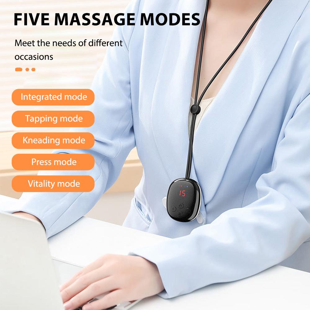 Treo cổ tử cung Massager điện EMS cổ vai Massage di động Nén nén Massager Thiết bị cổ thông minh （Đen）