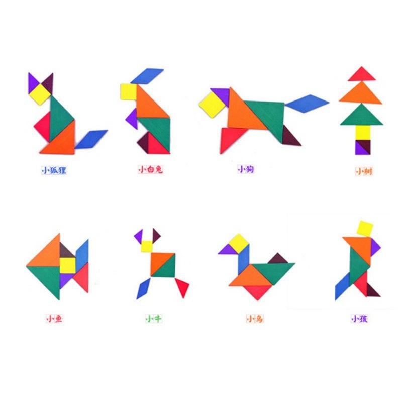 Đồ Chơi Ghép Trí Uẩn Tangram size to 15x15cm, loại dày đẹp. Đồ Chơi Giáo Dục Trí Tuệ Phát Triển Tư Duy Cho Bé