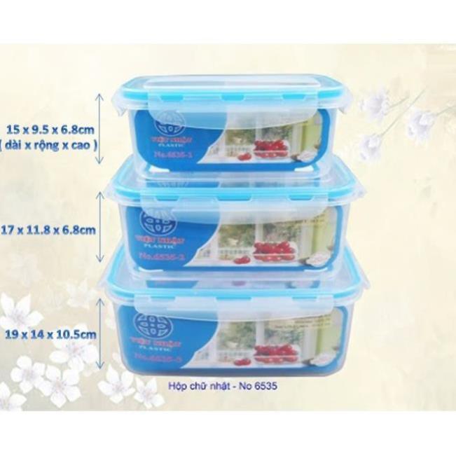 Hộp Đựng Thực Phẩm Hình Chữ Nhật 6535 - đồ dùng đựng đồ nhà bếp tiện lợi