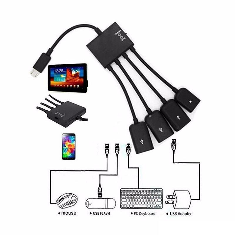 MICRO USB HUB OTG 4 IN 1 KẾT NỐI ĐIỆN THOẠI, TABLE ANDROID