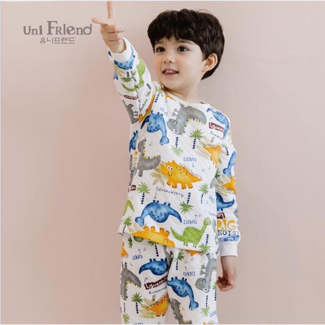 Bộ đồ bé trai Hàn Quốc uniFriend dài tay _ dino park