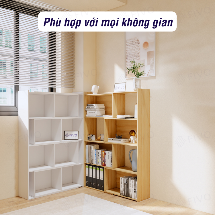 Kệ Sách Gỗ Để Sàn FIVO FB71, Với Tính Năng 2IN1 Đóng Mở Tùy Thích, Nhiều Ngăn Chứa Đồ Rộng Rãi - 4 Tầng