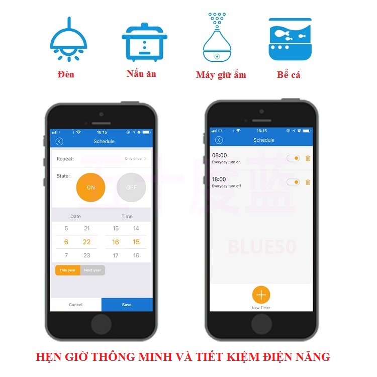 Ổ cắm điện thông minh qua sóng WIFI điều khiển từ xa 10 ( BẬT/ TẮT THIẾT BỊ ĐIỆN TRÊN PHẦN MỀM ĐIỆN THOẠI, Tặng kèm đèn led cắm cổng USB )