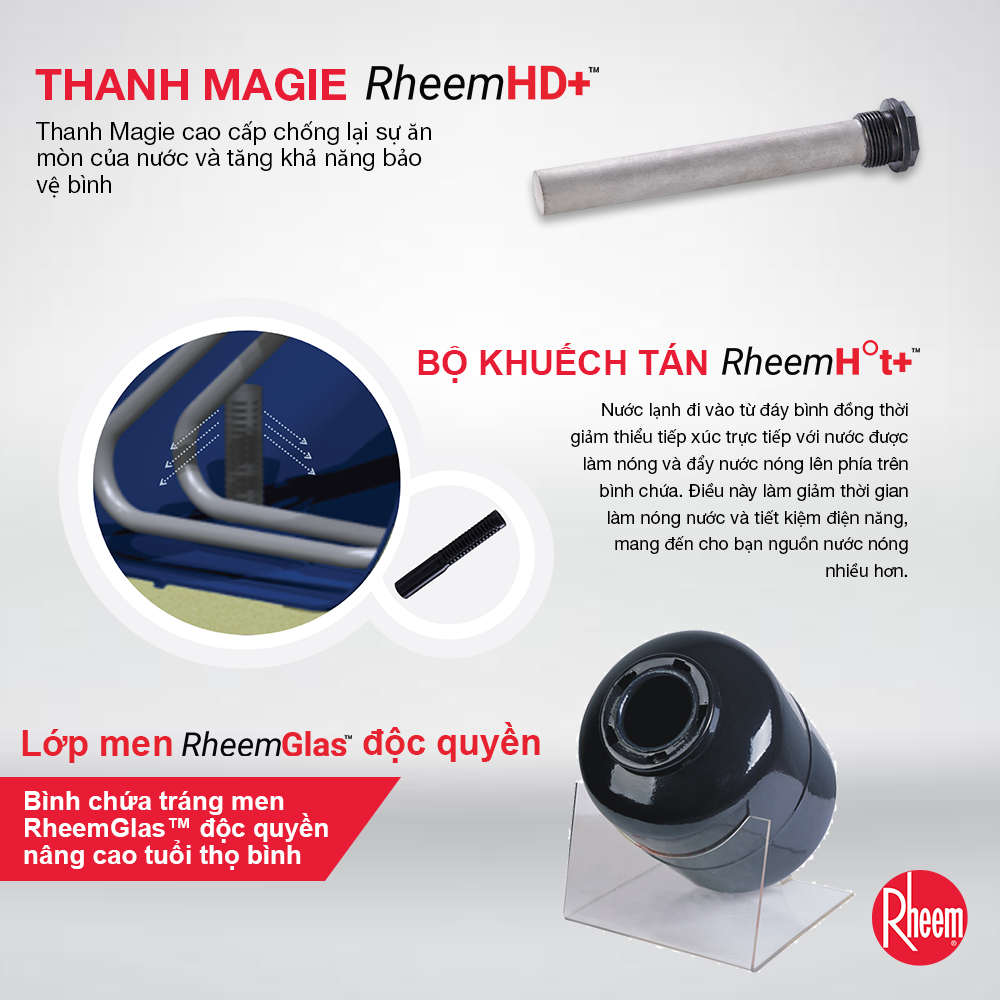 Bình Nước Nóng Gián Tiếp Rheem XC-30 W - Hàng chính hãng