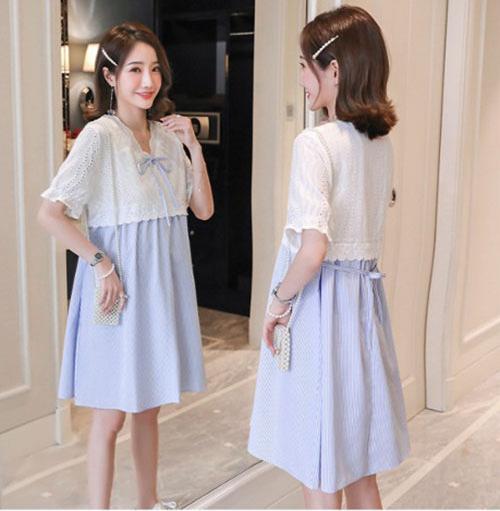 Đầm suông bầu thô kẻ công sở - DB15