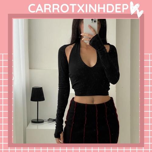 SET ÁO CROPTOP TAY RỜI KIỂU MỚI 2 MÀU TRẮNG ĐEN QUYẾN RŨ FREESIZE CÁ TÍNH