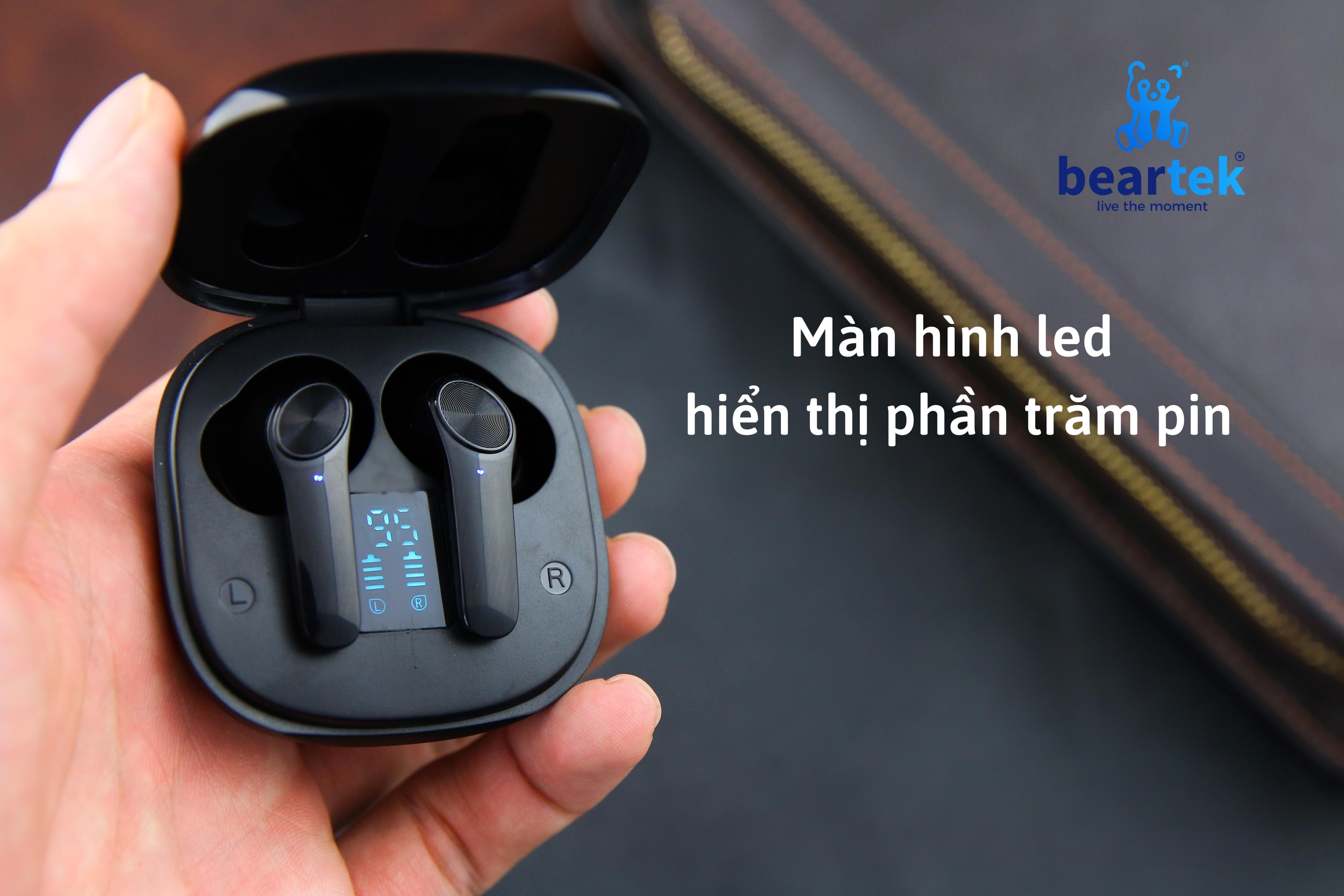 Tai nghe Bluetooth Beartek Bearbuds B33 True Wireless có định vị, đổi tên, chạm cảm ứng, cửa sổ kết nối - Hàng chính hãng