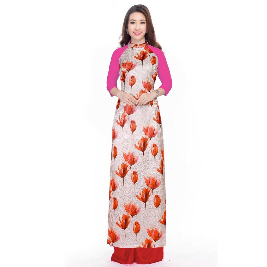 GIÁ XƯỞNG - Áo dài truyền thống gấm in 3D
