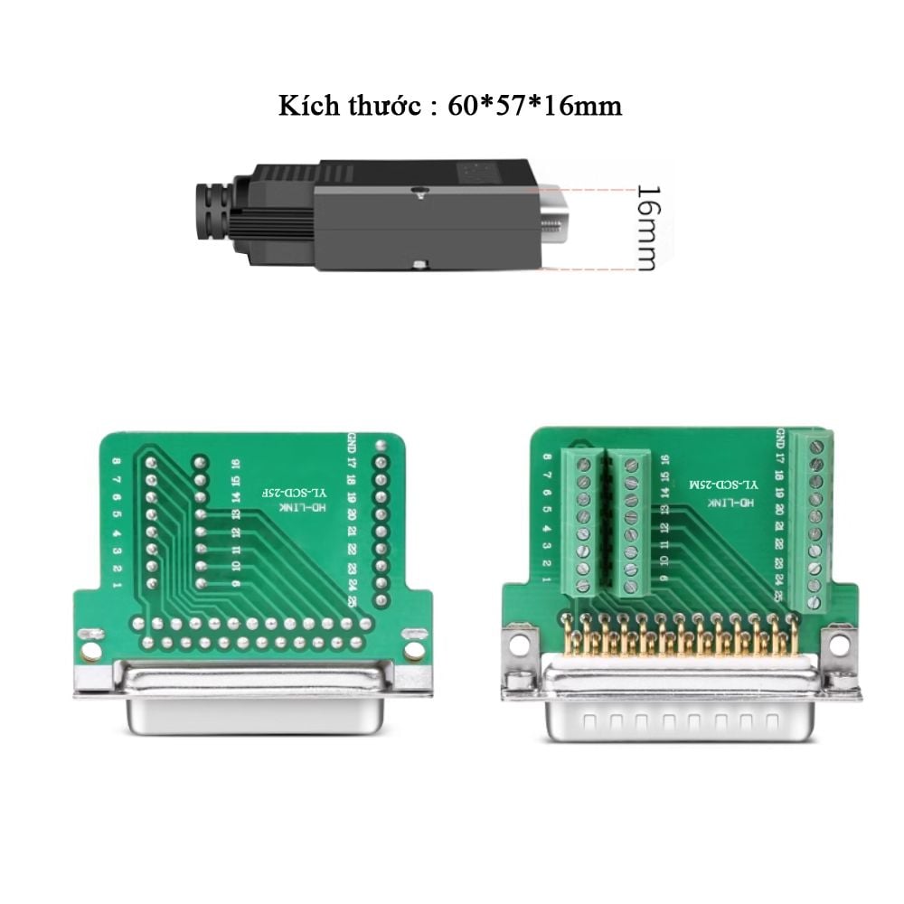 Đầu bấm RS232 25 chân bắt vit vỏ ốp nhựa chân đồng HD-Link YL-SCD-25. HÀNG CHÍNH HÃNG