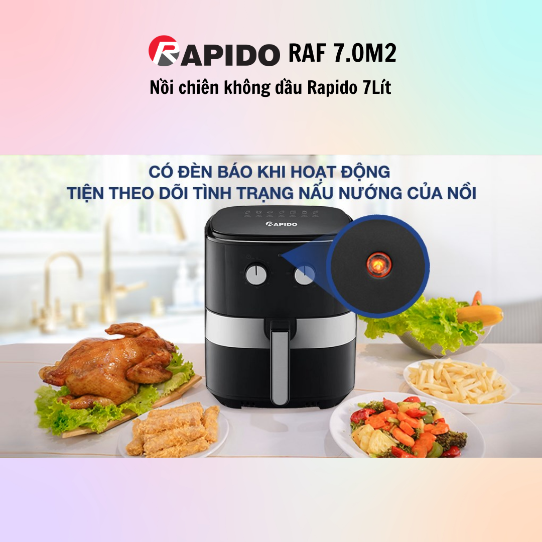 Nồi chiên không dầu Rapido RAF-7.0M 7 lít - Hàng Chính Hãng - Bảo Hành 12 Tháng